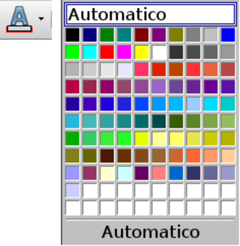 barra degli strumenti di composizione carattere colore