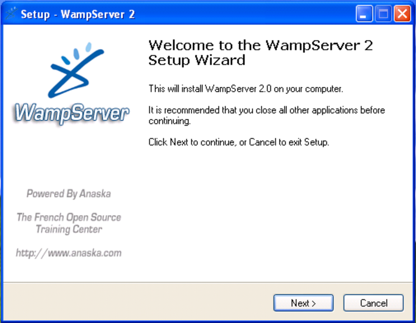 WampServer: avvio dell'installazione