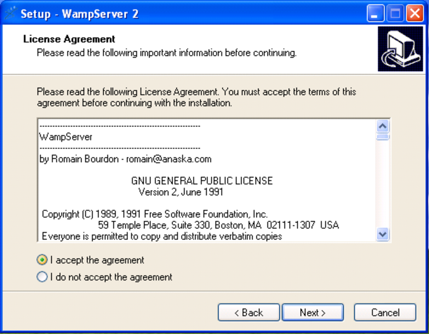 WampServer: conferma dell'installazione