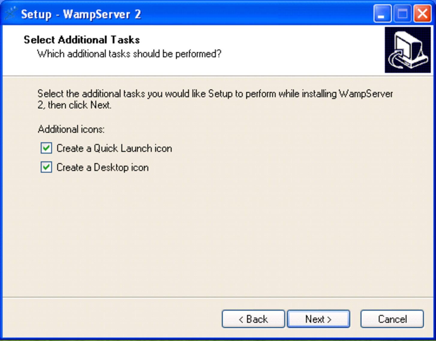 WampServer: opzioni addizionali di installazione