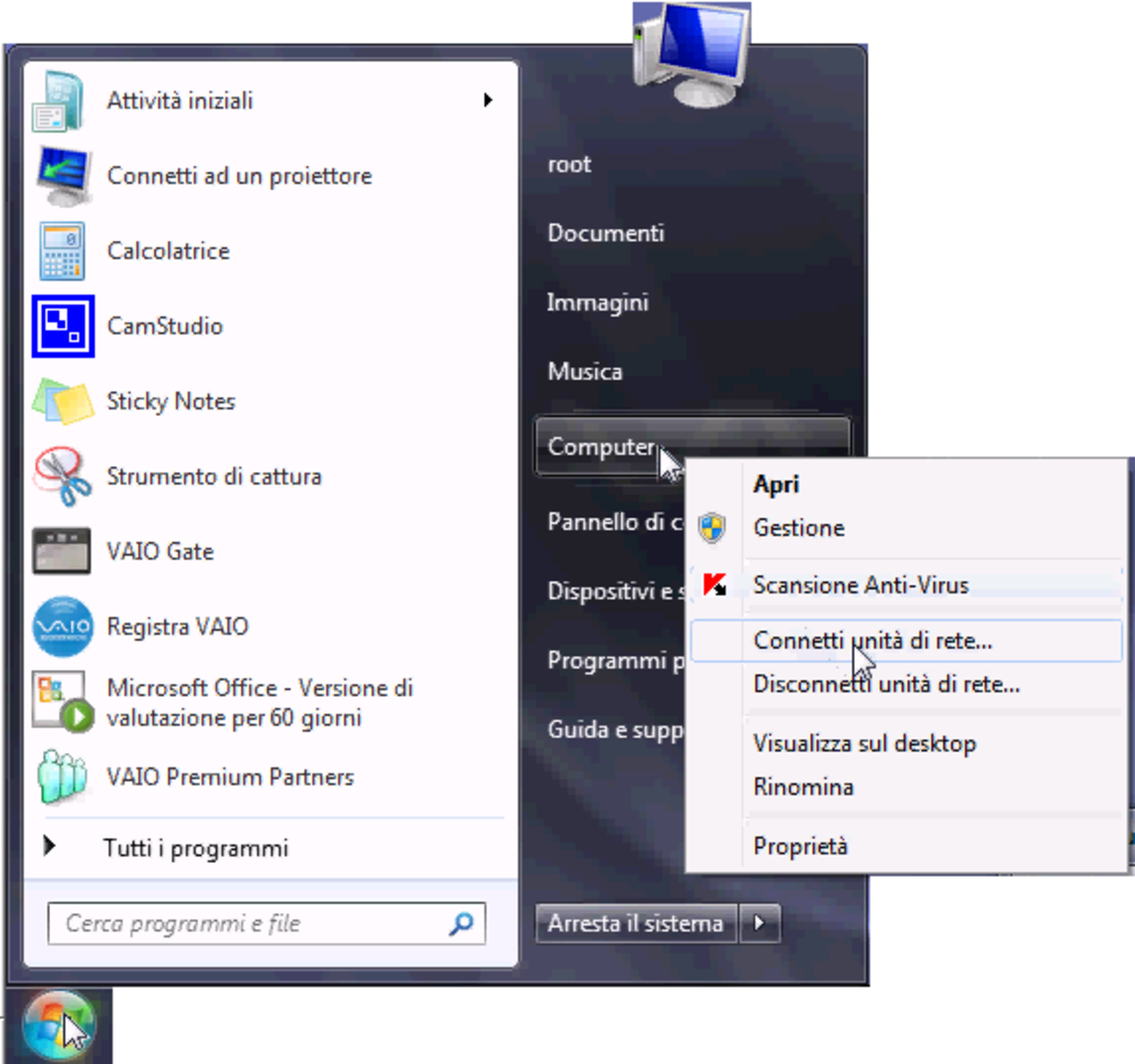 NLNX: Windows 7: connetti unità di rete