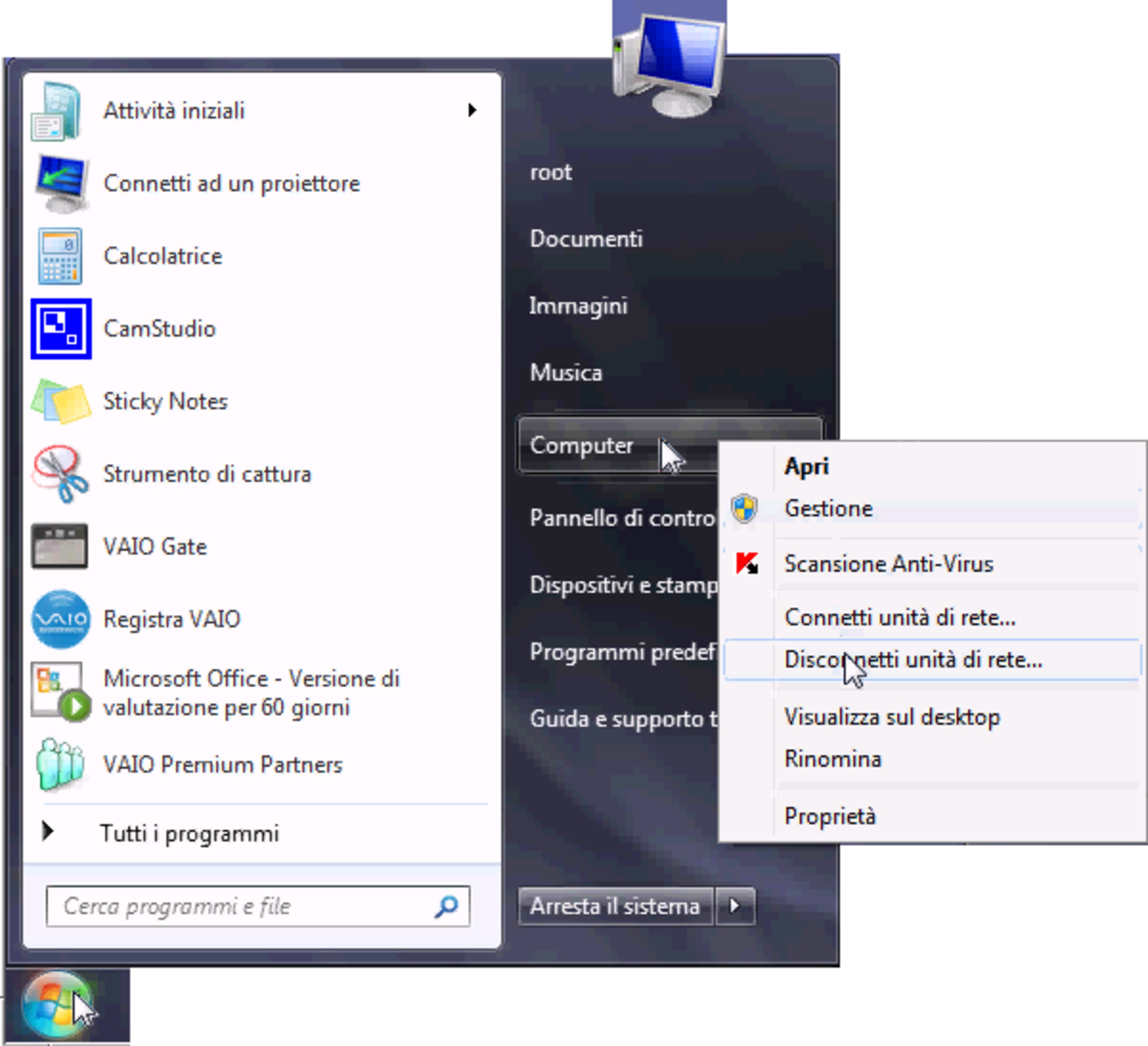 NLNX: Windows 7: disconnetti unità di rete
