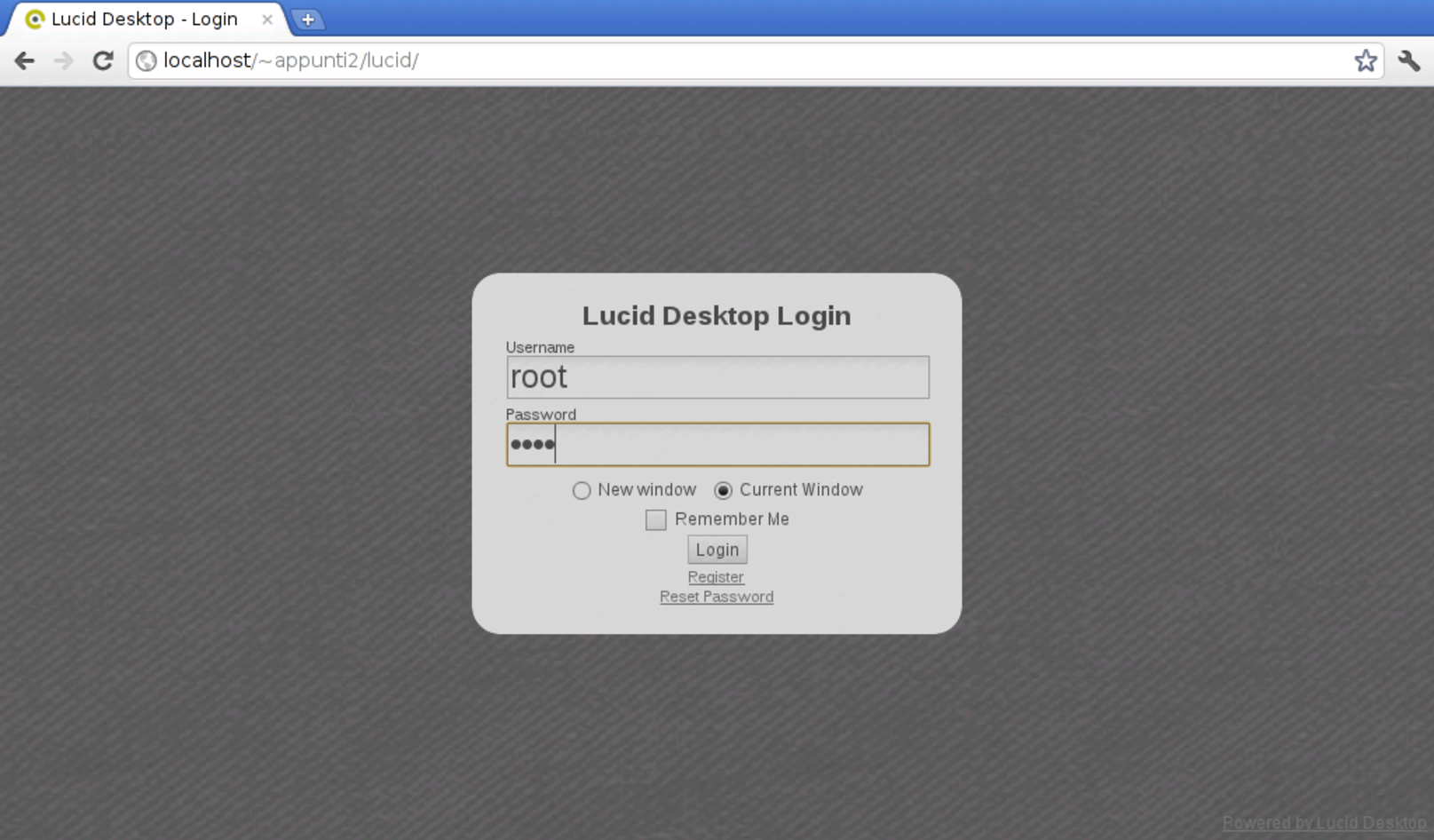 Lucid desktop: login